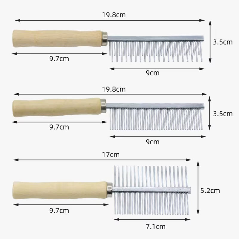 Dog Comb Stainless Steel Dog Brush Pet Hair Remover Wooden Handle Brush for Dogs Hair Knot Opening Massage Cat Comb Pet Grooming