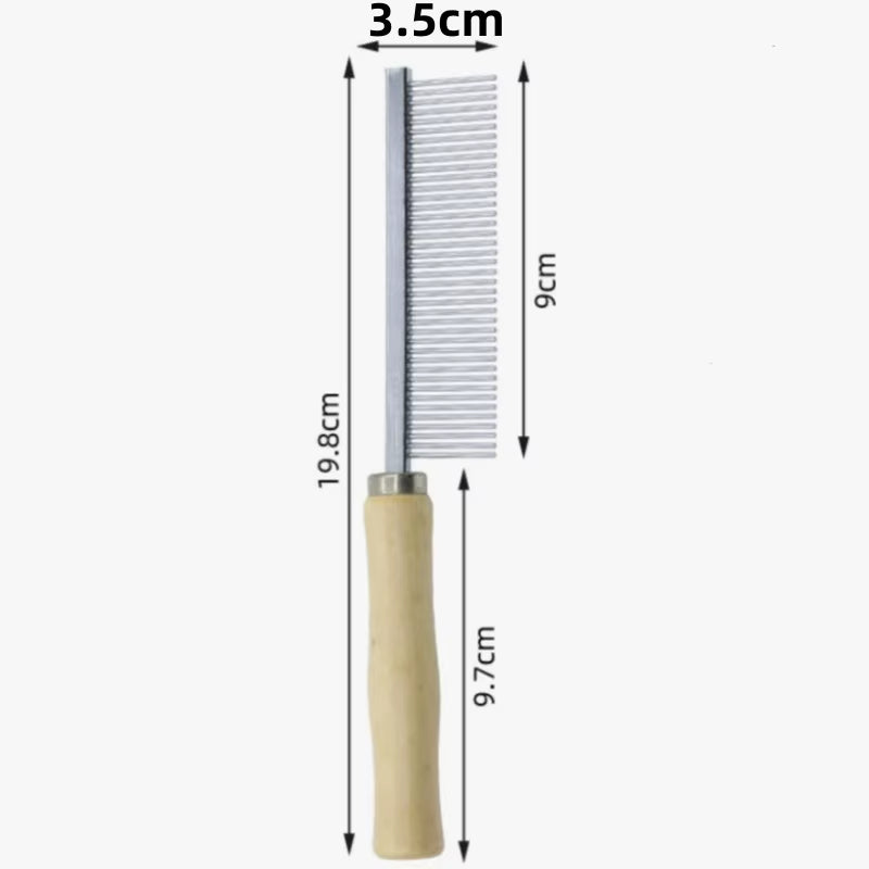 Dog Comb Stainless Steel Dog Brush Pet Hair Remover Wooden Handle Brush for Dogs Hair Knot Opening Massage Cat Comb Pet Grooming